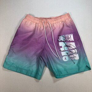 Jordan DNA Pool Shorts Mens S 29 Purple Mesh Liner Drawstring Multicolor Rainbow